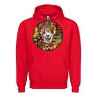 Red western alpaca Zipper Hoodie - BarkalooDesign