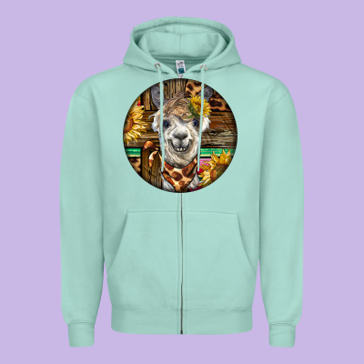 Western Alpaca Zipper Hoodie Designed By Barkaloodesign