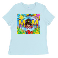 Baby Blue Messy bun Autism mom 20oz skinny tumbler Ladies Tee - TumblerDesignByShophia