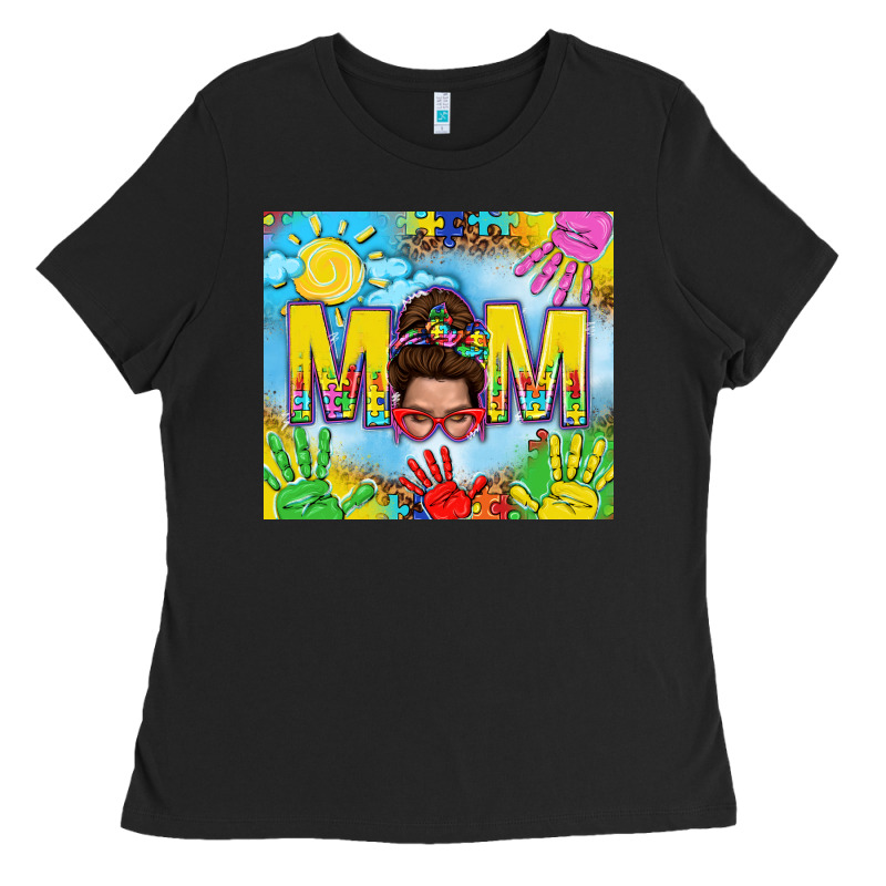Messy Bun Autism Mom 20oz Skinny Tumbler Ladies Tee by TumblerDesignByShophia | Teevron