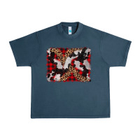Midnight Navy cowhide buffalo plaid leopad background Urban Heavy Tee - CowCowDesign