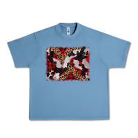 Pebble Blue cowhide buffalo plaid leopad background Urban Heavy Tee - CowCowDesign