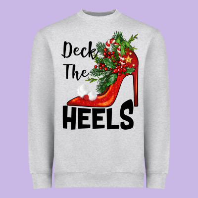 Deck The Heels Christmas Heavyweight Sweatshirt Designed By Barkaloodesign