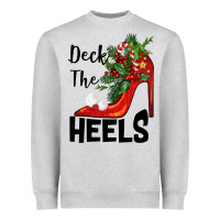 Heather Grey deck the heels Christmas Heavyweight Sweatshirt - BarkalooDesign