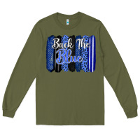 Army Green Back the blue brushstrokes Long Sleeve Tee - FaDigitalArtStudio