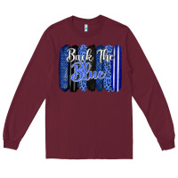 Burgundy Back the blue brushstrokes Long Sleeve Tee - FaDigitalArtStudio
