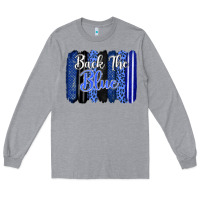 Heather Grey Back the blue brushstrokes Long Sleeve Tee - FaDigitalArtStudio