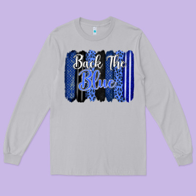 Back The Blue Brushstrokes Long Sleeve Tee Designed By Fadigitalartstudio