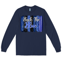 Navy Back the blue brushstrokes Long Sleeve Tee - FaDigitalArtStudio