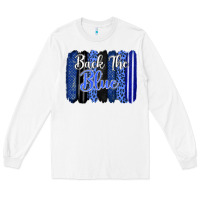White Back the blue brushstrokes Long Sleeve Tee - FaDigitalArtStudio