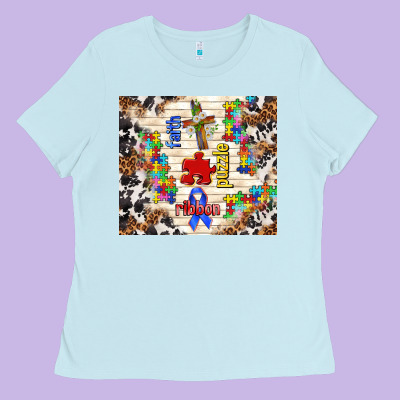 Faith Puzzle Ribbon Tumbler Ladies Tee Designed By Tumblerdesignbyshophia