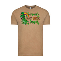 Vintage Coffee St. Patrick's Happy Pat T-Rex Day with rainbow Vintage Tee - HowdyJamesFarm
