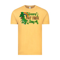 Vintage Mustard St. Patrick's Happy Pat T-Rex Day with rainbow Vintage Tee - HowdyJamesFarm