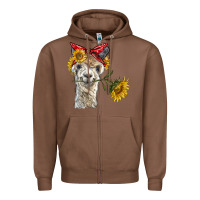 Chestnut alpaca with sunflowers and bandana Zipper Hoodie - BarkalooDesign