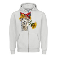 Dove Grey alpaca with sunflowers and bandana Zipper Hoodie - BarkalooDesign
