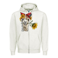 Alpaca With Sunflowers And Bandana Zipper Hoodie | Teevron