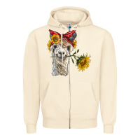 Sandshell alpaca with sunflowers and bandana Zipper Hoodie - BarkalooDesign