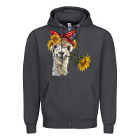 Smoke alpaca with sunflowers and bandana Zipper Hoodie - BarkalooDesign