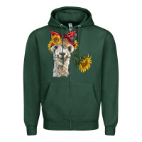 Sports Green alpaca with sunflowers and bandana Zipper Hoodie - BarkalooDesign