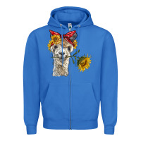True Royal alpaca with sunflowers and bandana Zipper Hoodie - BarkalooDesign