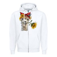 White alpaca with sunflowers and bandana Zipper Hoodie - BarkalooDesign
