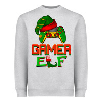Heather Grey Christmas gamer elf Heavyweight Sweatshirt - BarkalooDesign