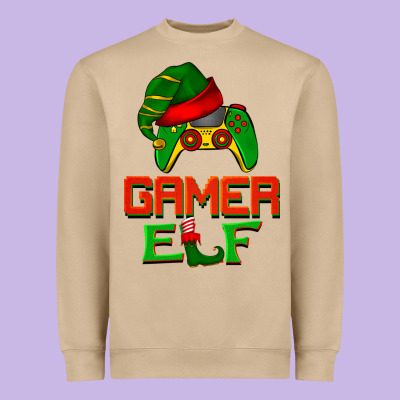 Christmas Gamer Elf Heavyweight Sweatshirt Designed By Barkaloodesign