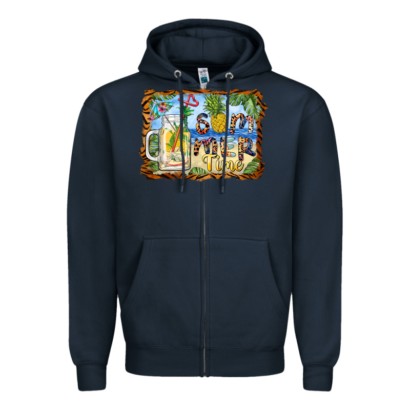 Summer Time Pineapple And  Beach Zipper Hoodie by BarkalooDesign | Teevron