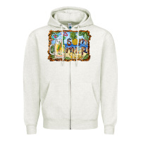 Oatmeal Heather summer time pineapple and  beach Zipper Hoodie - BarkalooDesign