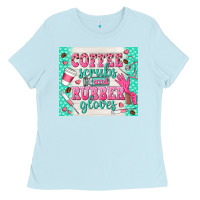 Baby Blue coffee scrubs and rubber gloves Ladies Tee - TumblerDesignByShophia