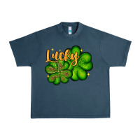 Midnight Navy St. Patrick's Lucky and shamrock Urban Heavy Tee - OliviaCreatesArt