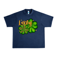 Navy St. Patrick's Lucky and shamrock Urban Heavy Tee - OliviaCreatesArt