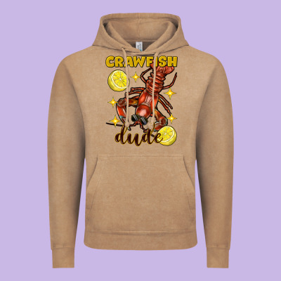 Mardi Gras Crawfish Dude Vintage Hoodie Designed By Fadigitalartstudio