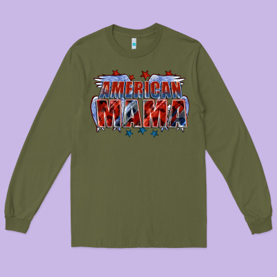 American Mama Mother's Day Long Sleeve Tee Designed By Fadigitalartstudio