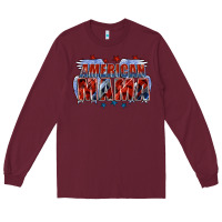 Burgundy American Mama Mother's Day Long Sleeve Tee - FaDigitalArtStudio