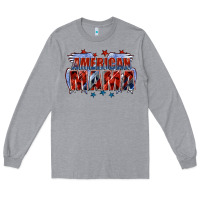 Heather Grey American Mama Mother's Day Long Sleeve Tee - FaDigitalArtStudio