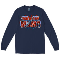 Navy American Mama Mother's Day Long Sleeve Tee - FaDigitalArtStudio