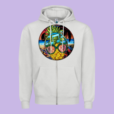 Pineapple Relaxing Zipper Hoodie Designed By Barkaloodesign