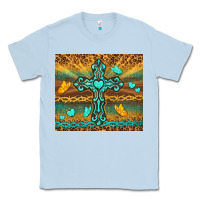 Dusty Blue western cross Classic Tee - TumblerDesignByShophia