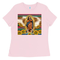 Bubblegum Pink our lady of guadalupe Ladies Tee - TumblerDesignByShophia