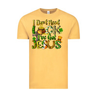 Vintage Mustard I don't need luck i've got Jesus Vintage Tee - CowGirlArtShop