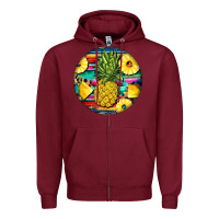 Burgundy pineapple leopard Zipper Hoodie - BarkalooDesign