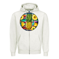 Oatmeal Heather pineapple leopard Zipper Hoodie - BarkalooDesign