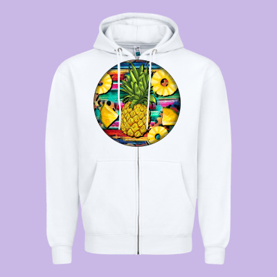 Pineapple Leopard Zipper Hoodie Designed By Barkaloodesign