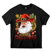 Black Cowboy Christas Santa Heavy Core Tee - NancyCooperArtShop