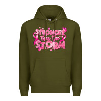 Army Green stronger than the storm breast cancer Premium Hoodie - RanaPortraitStore