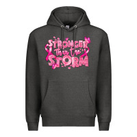 Charcoal Heather stronger than the storm breast cancer Premium Hoodie - RanaPortraitStore