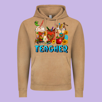 Teacher Coffee Cups Vintage Hoodie Designed By Fadigitalartstudio