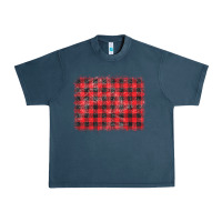 Midnight Navy distressed buffalo plaid background Urban Heavy Tee - CowCowDesign