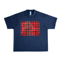 Navy distressed buffalo plaid background Urban Heavy Tee - CowCowDesign